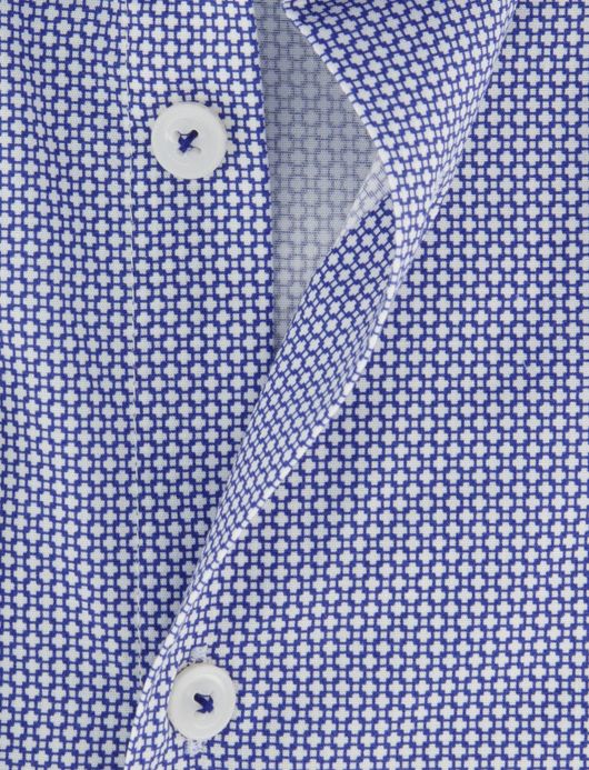 Ledub overhemd modern fit blauw geprint