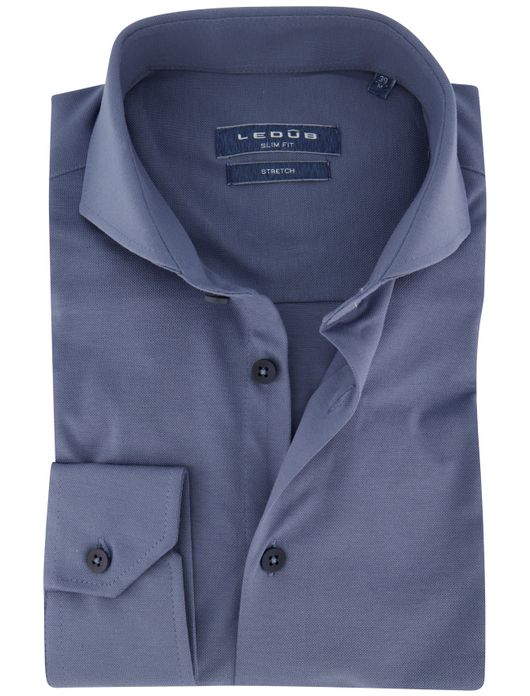 Ledub overhemd blauw slim fit katoen