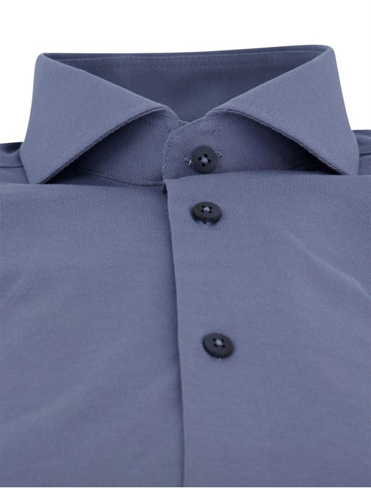 Ledub overhemd blauw slim fit katoen