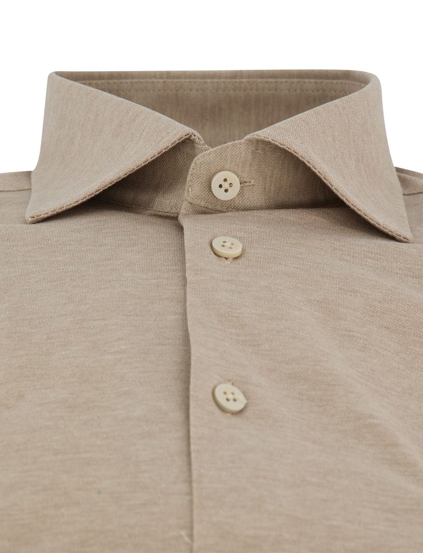 Ledub overhemd beige gemeleerd katoen ml7