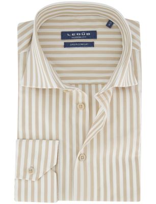 Ledub Gestreept wit beige Ledub overhemd katoen
