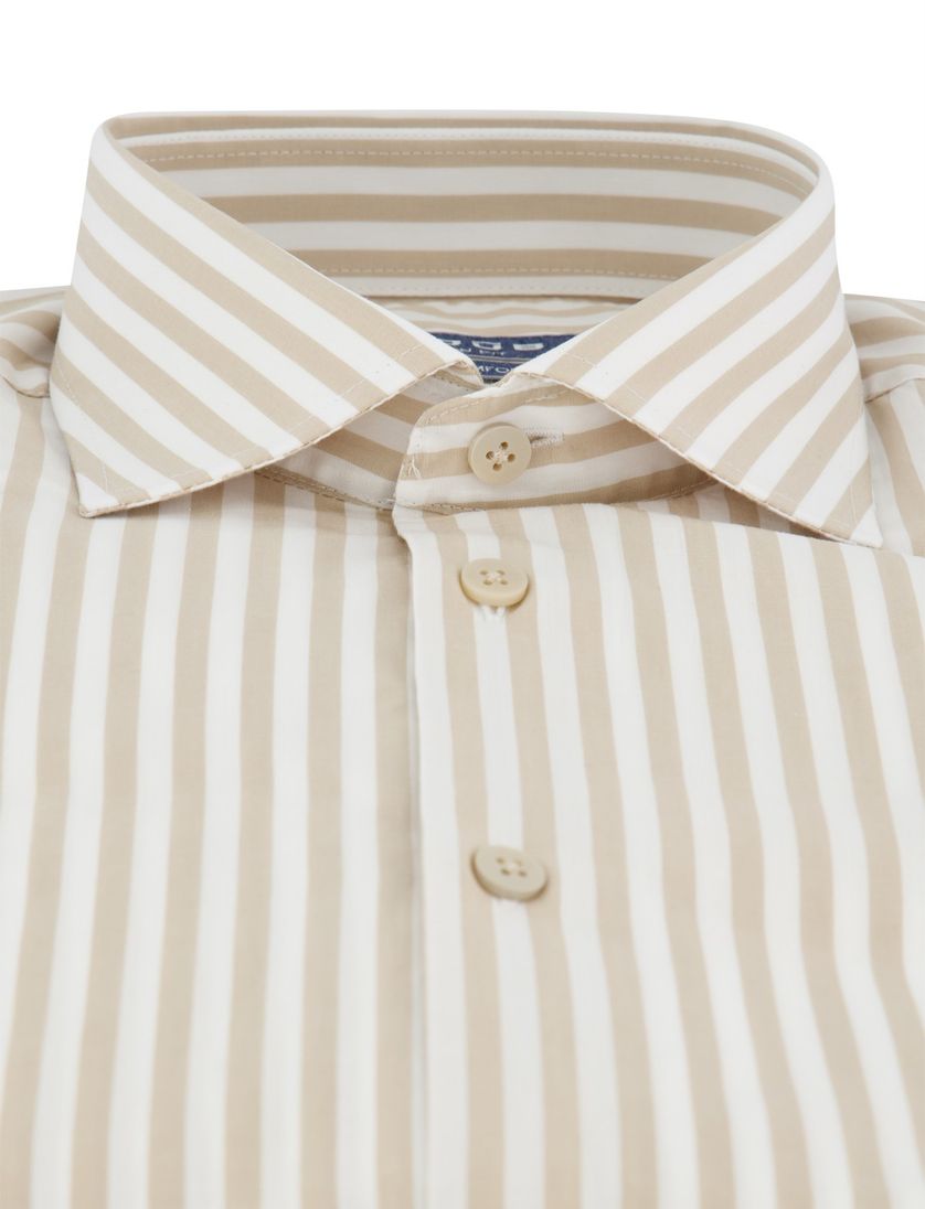 Gestreept wit beige Ledub overhemd katoen