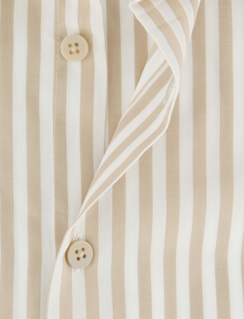 Gestreept wit beige Ledub overhemd katoen