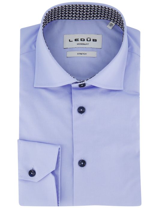 Ledub overhemd modern fit lichtblauw effen katoen
