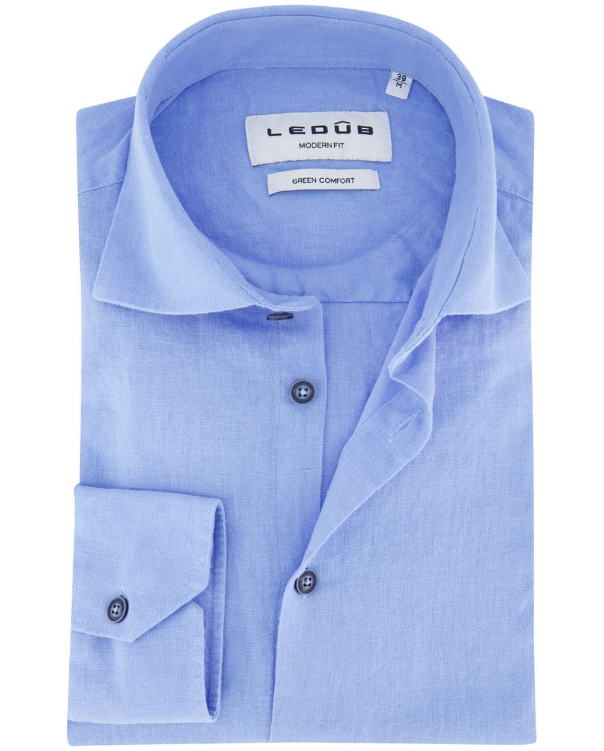 Ledub overhemd modern fit lichtblauw effen