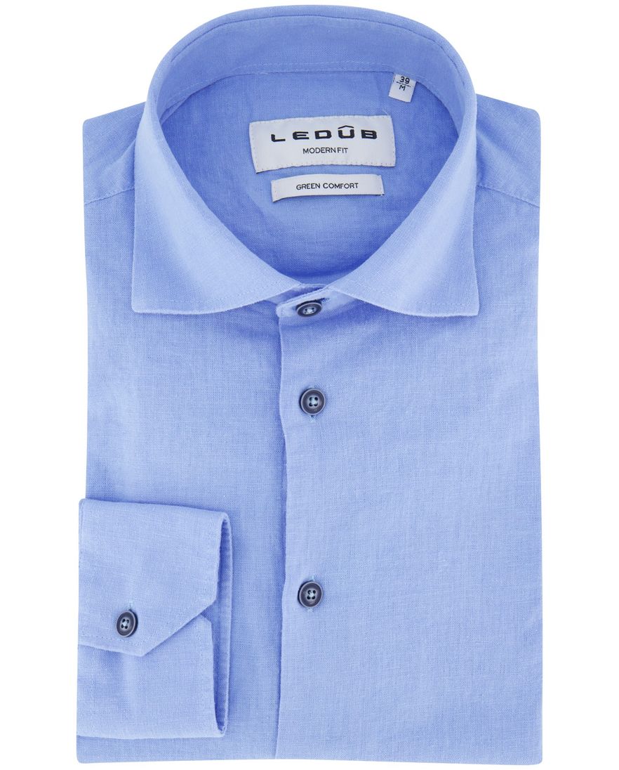 Ledub overhemd modern fit lichtblauw effen