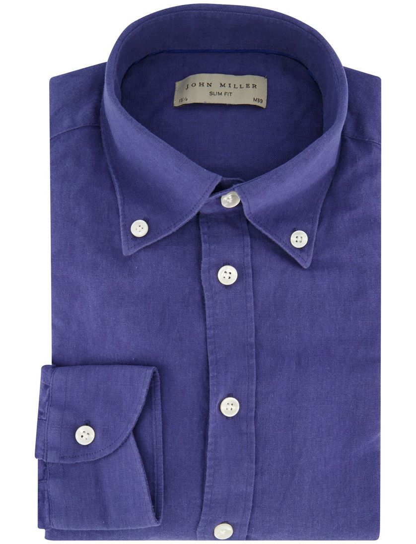 John Miller overhemd blauw linnenmix