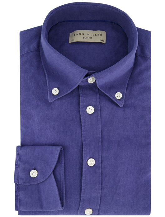 John Miller overhemd linnen blauw