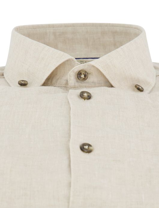 John Miller Slim Fit overhemd beige linnen