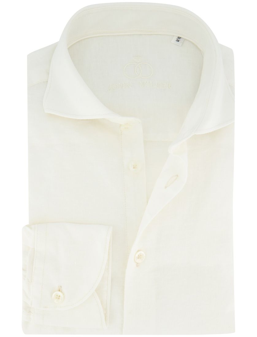 Creme linnen John Miller overhemd cutway boord