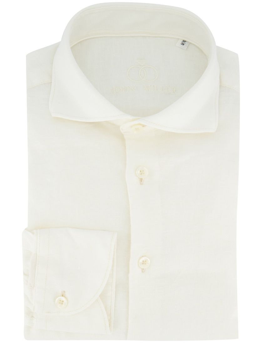 Creme linnen John Miller overhemd cutway boord