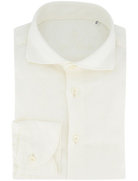 John Miller Slim Fit overhemd creme linnen