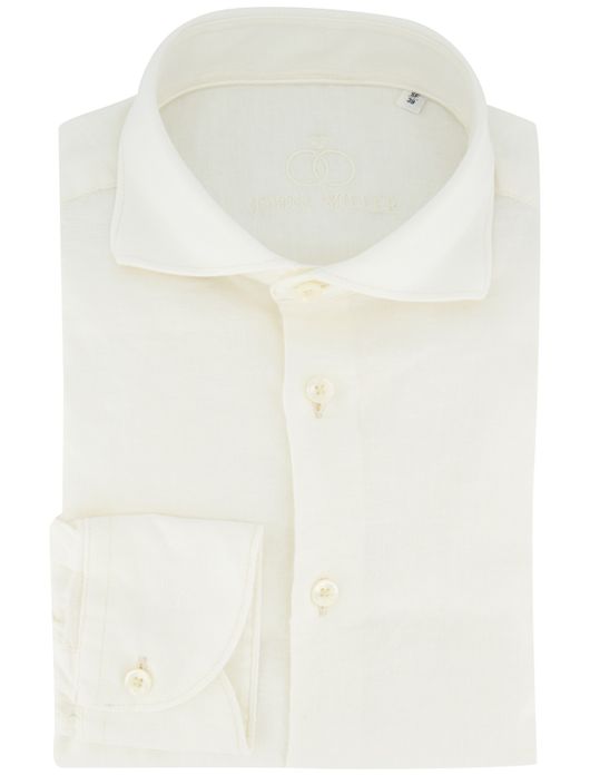 John Miller Slim Fit overhemd creme linnen