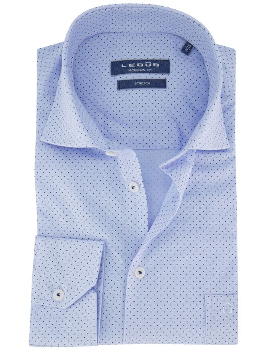 Ledub overhemd lichtblauw stippen katoen
