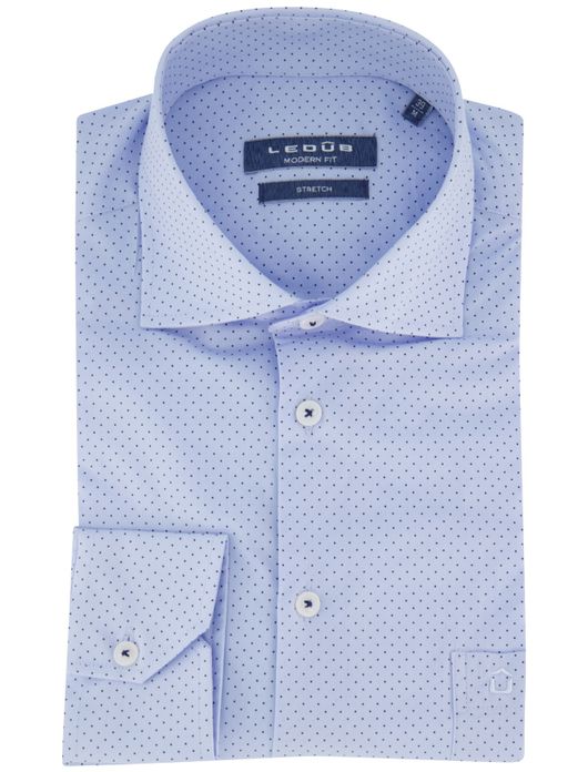 Ledub overhemd lichtblauw stippen katoen