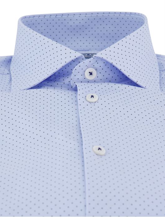 Ledub overhemd lichtblauw stippen katoen