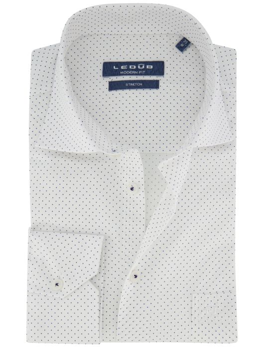 Ledub overhemd wit modern fit stipjes