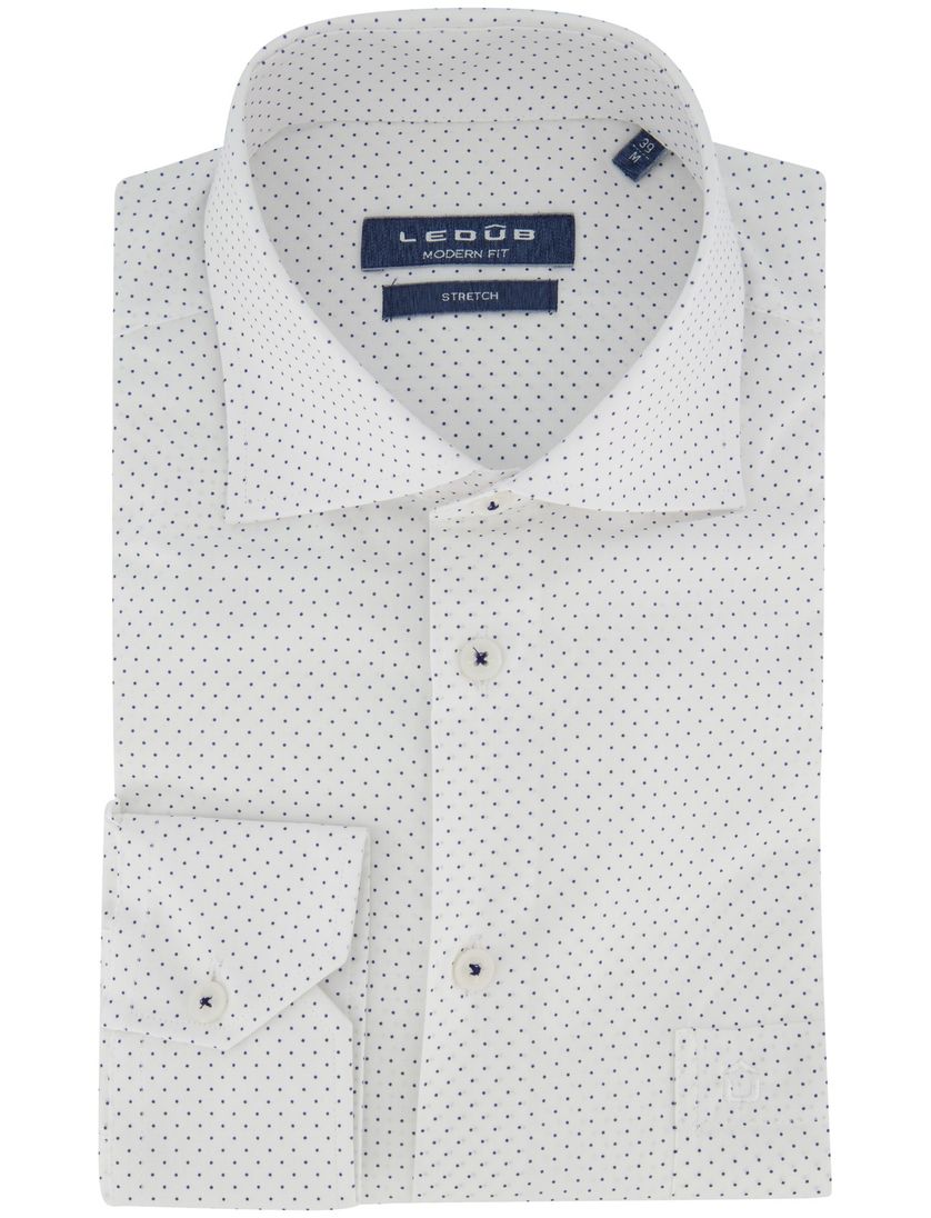 Ledub overhemd wit gestipt katoen