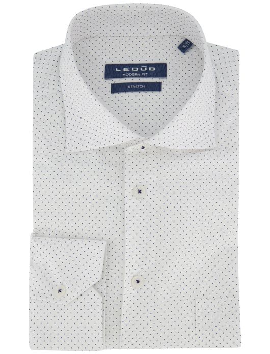 Ledub overhemd wit modern fit stipjes