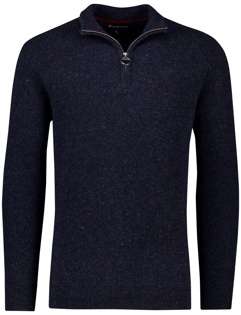 wollen trui Barbour donkerblauw effen normale fit