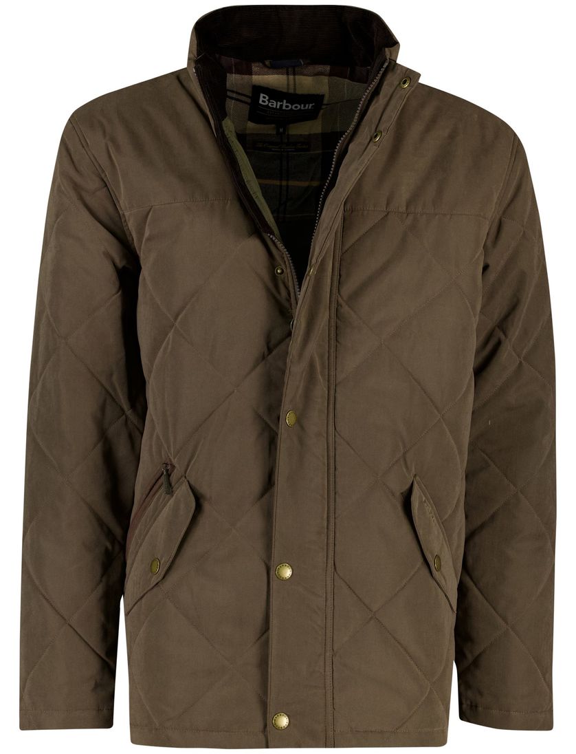 Barbour tussenjas bruin geruit polyester