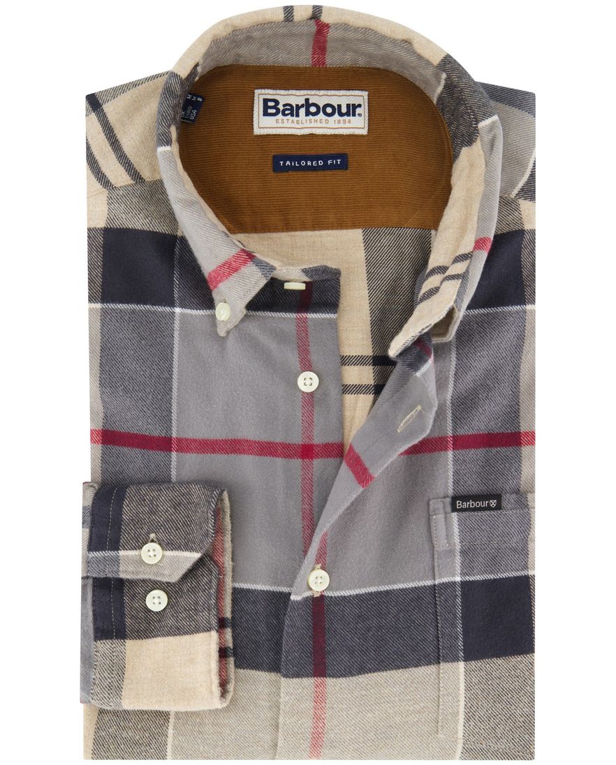 Barbour tailored fit casual overhemd beige geruit