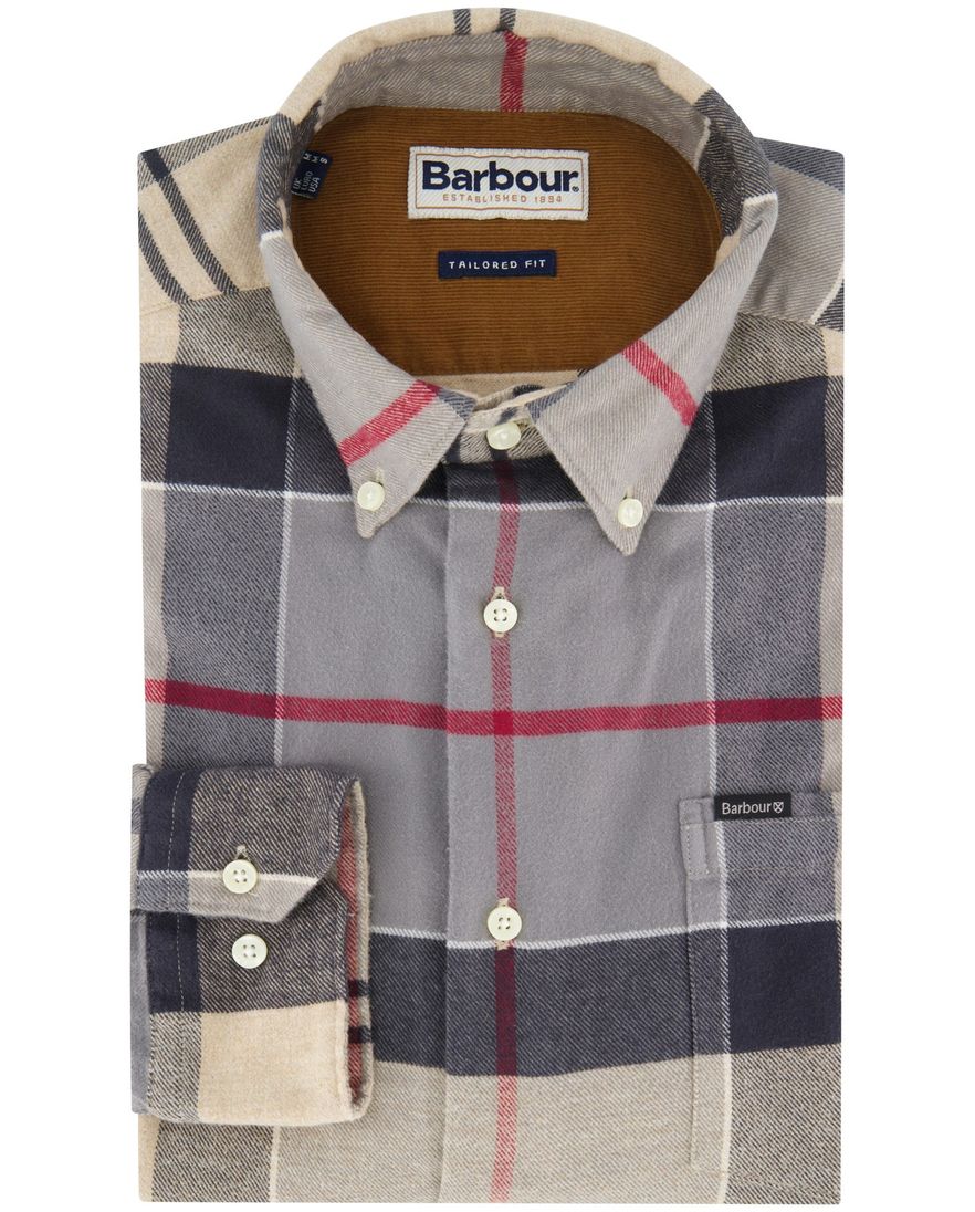 Barbour tailored fit casual overhemd beige geruit