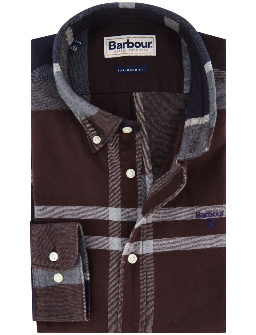 Casual overhemd Barbour tailored fit aubergine button-down boord