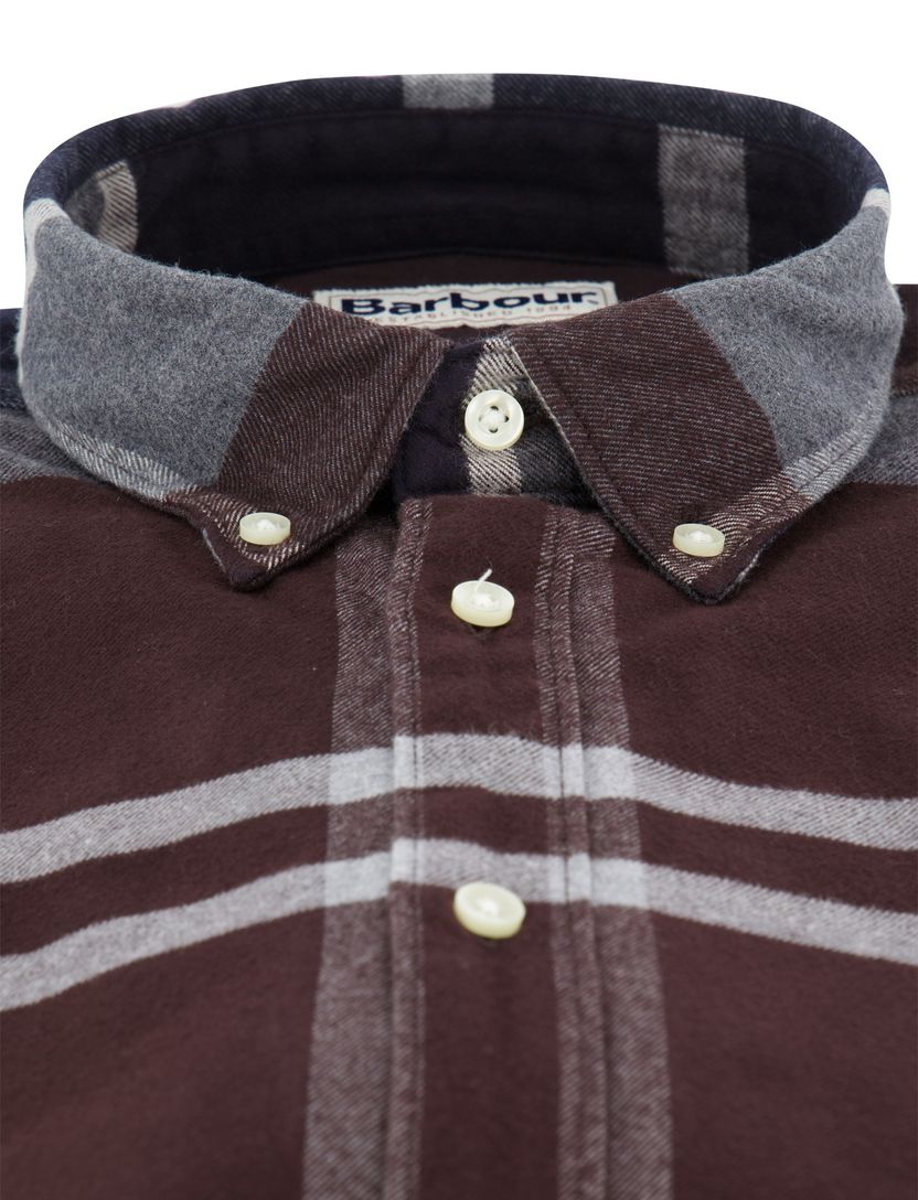 Casual overhemd Barbour tailored fit aubergine button-down boord