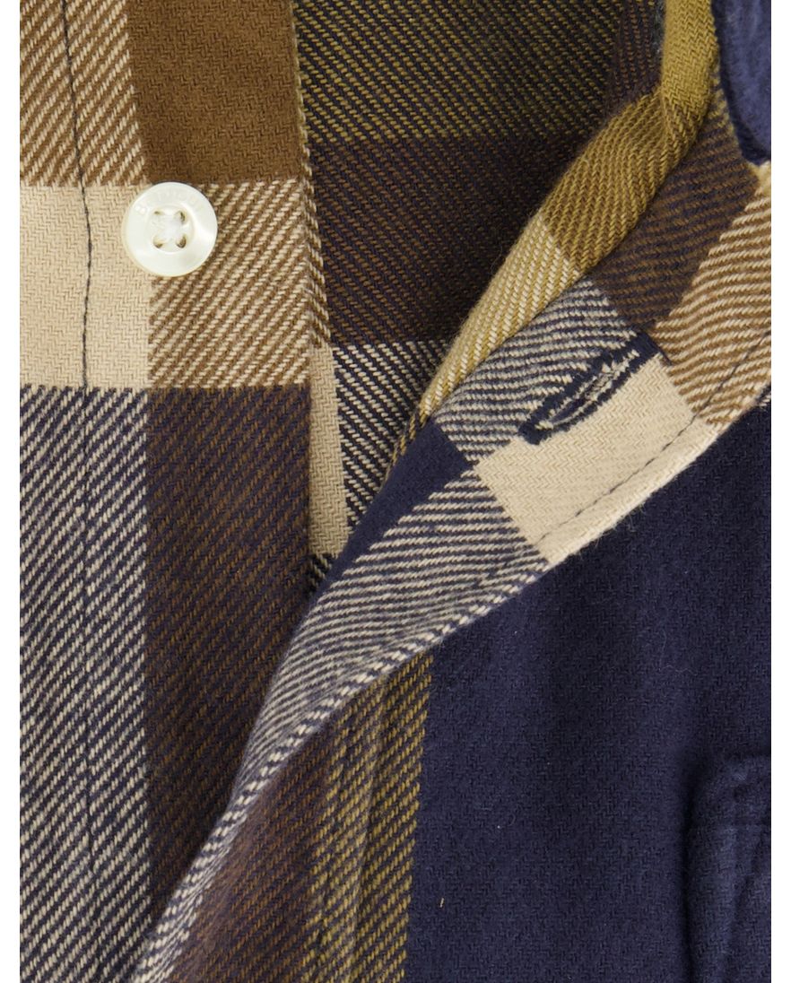 Barbour tailored fit casual overhemd geel navy geruit