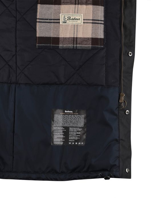 Barbour waxjas effen donkerblauw normale fit