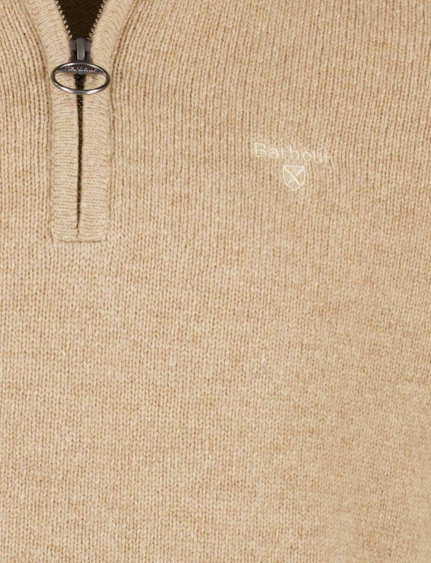 trui Barbour beige half zip wol