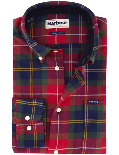 Barbour Casual overhemd Barbour Tailored Fit rood button-down boord