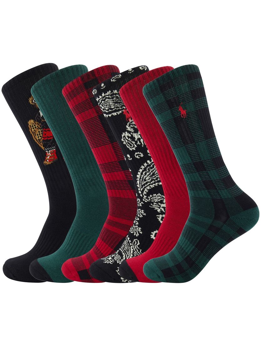 Polo Ralph Lauren 6 pack sokken multicolor bear met print