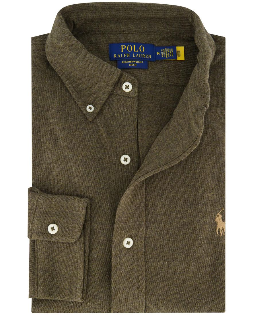 Polo Ralph Lauren overhemd groen button down knitted gemêleerd