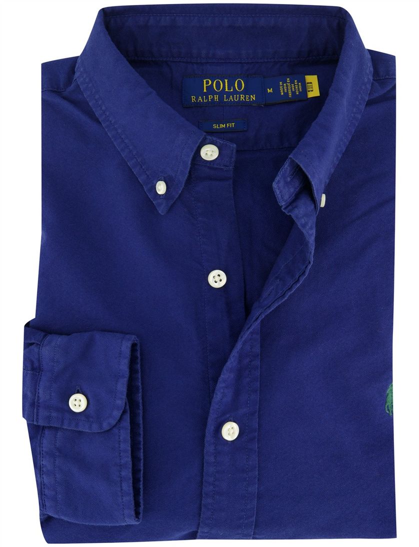 Polo Ralph Lauren overhemd ml 5 blauw kobalt 100% katoen