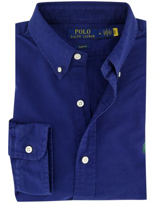 Polo Ralph Lauren Polo Ralph Lauren overhemd ml 5 blauw kobalt effen