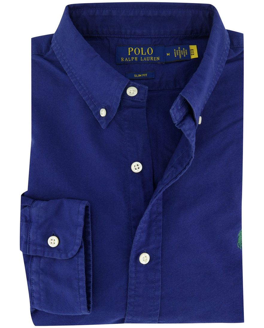 Polo Ralph Lauren overhemd ml 5 blauw kobalt effen