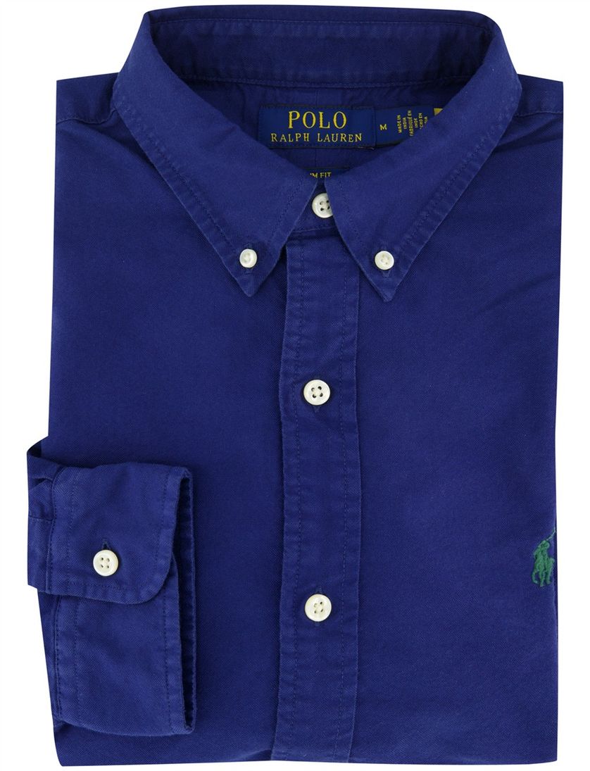 Polo Ralph Lauren overhemd ml 5 blauw kobalt 100% katoen