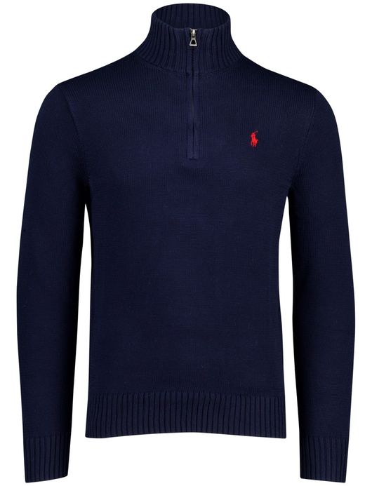 Polo Ralph Lauren trui effen navy half zip normale fit