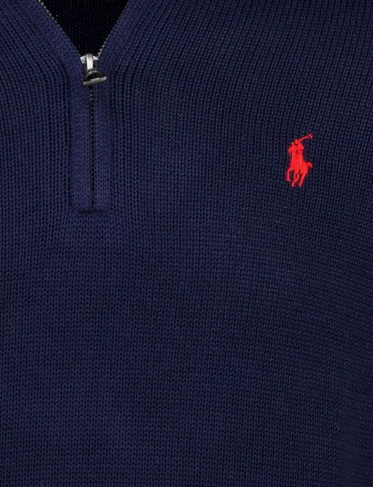 Polo Ralph Lauren trui effen navy half zip normale fit