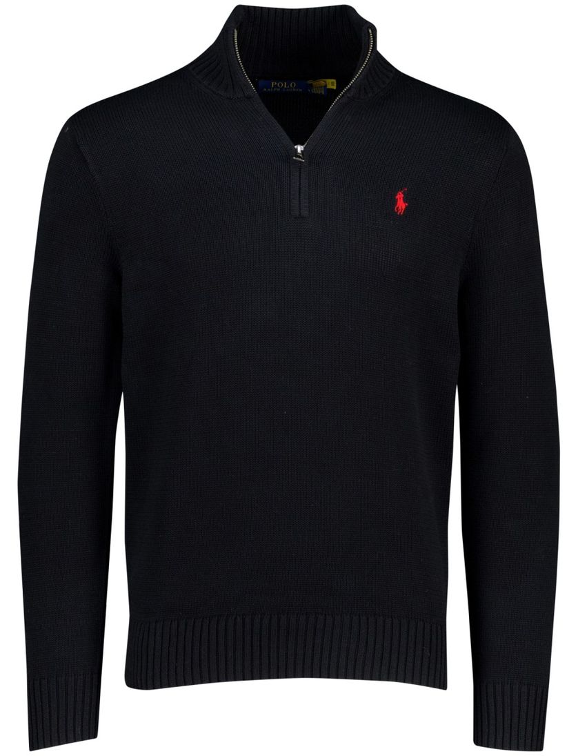 Polo Ralph Lauren trui normale fit zwart effen half zip