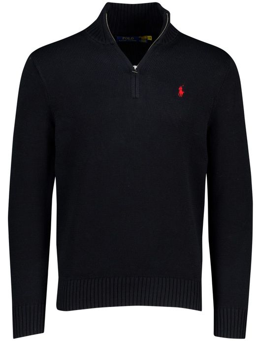 Polo Ralph Lauren trui zwart effen half zip normale fit