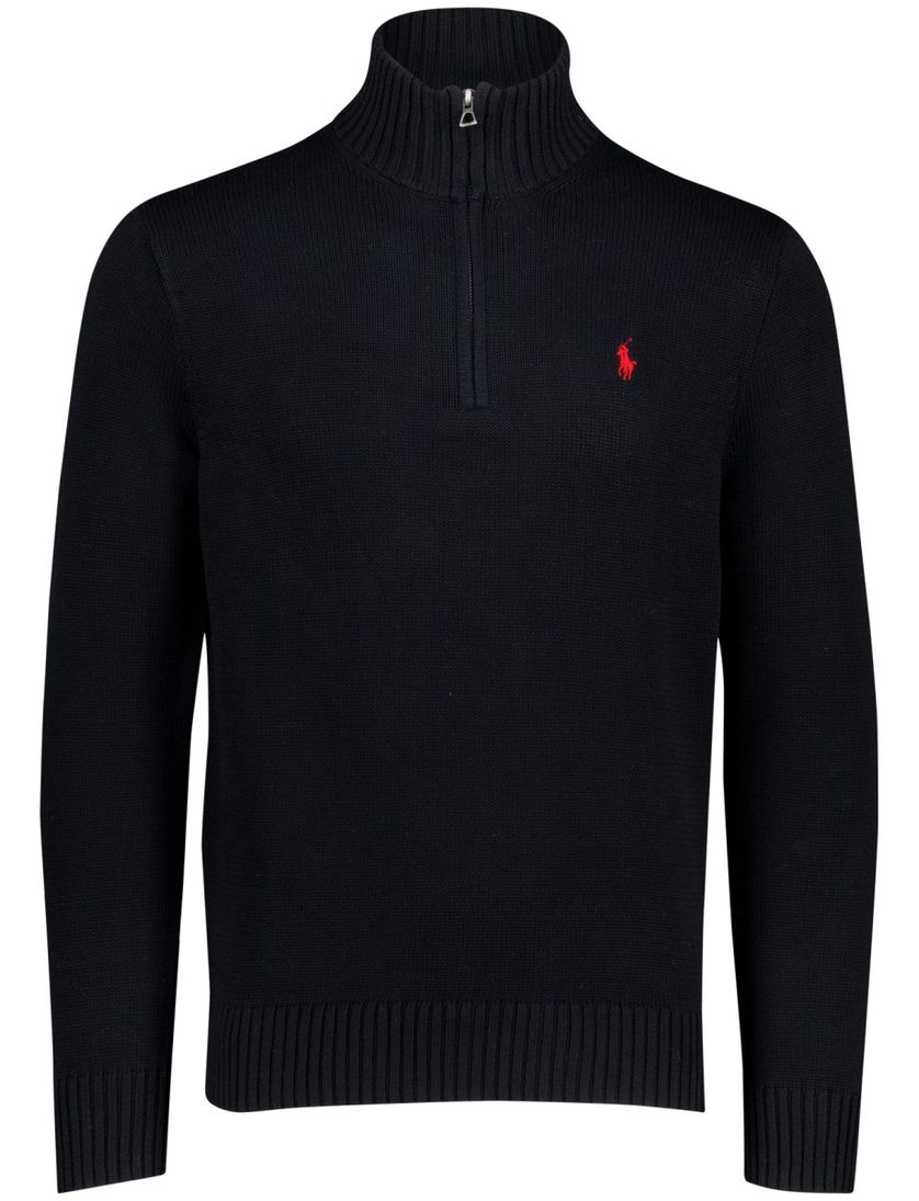 Polo Ralph Lauren trui normale fit zwart effen half zip