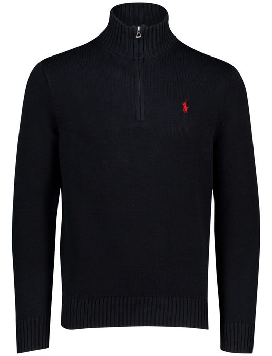 Polo Ralph Lauren trui zwart effen half zip normale fit