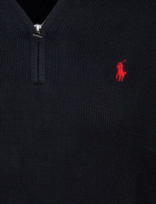 Polo Ralph Lauren trui zwart effen half zip normale fit