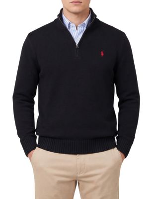 Polo Ralph Lauren Polo Ralph Lauren trui normale fit zwart effen half zip