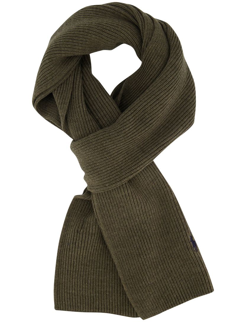 Sjaal Polo Ralph Lauren merinowol olijfgroen