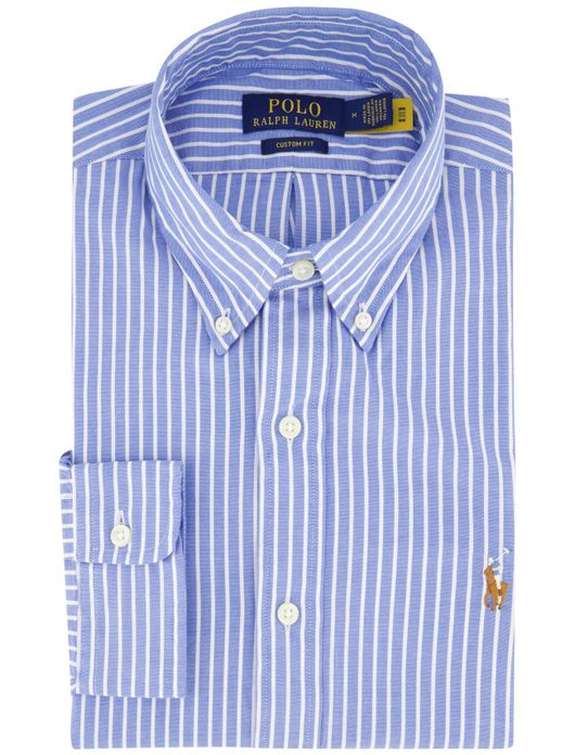 Polo Ralph Lauren overhemd middenblauw gestreept