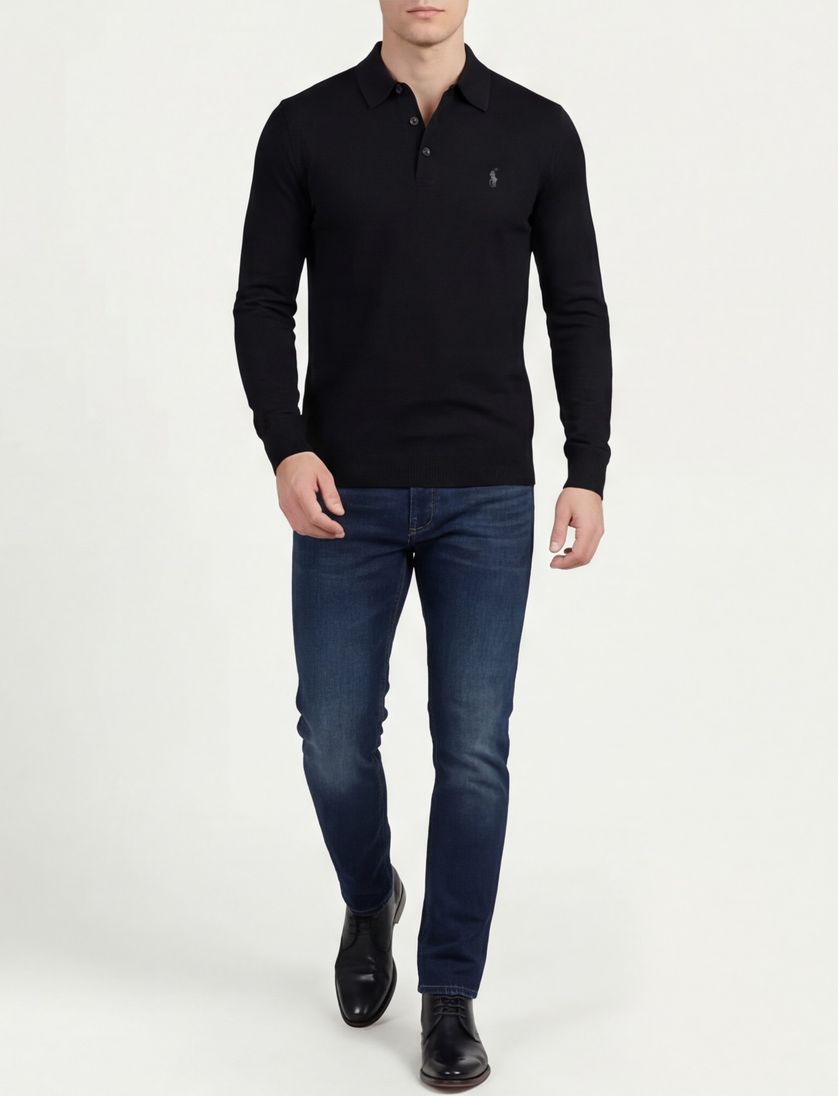 Polo Ralph Lauren trui Classic zwart 3 knoops lange mouwen